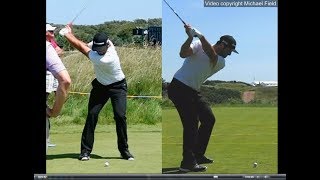 Jon Rahm golf swing  Long Iron faceon amp downtheline July 2017 [upl. by Aninaj]