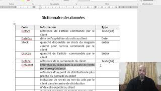 Elaboration dun dictionnaire des données [upl. by Retsim]