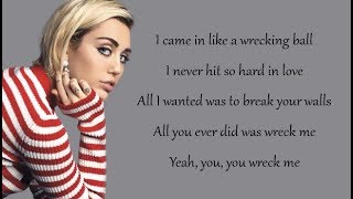 Miley Cyrus  WRECKING BALL Lyrics [upl. by Akirahc488]