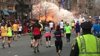 Boston Marathon Explosions Video Two Bombs Near Finish Line [upl. by Tahmosh]