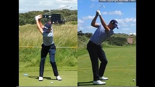 Justin Thomas golf swing  Long Iron faceon amp downtheline July 2017 [upl. by Harutek214]