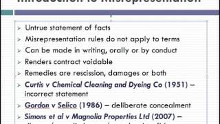 Misrepresentation Lecture 1 of 4 [upl. by Sydalg]